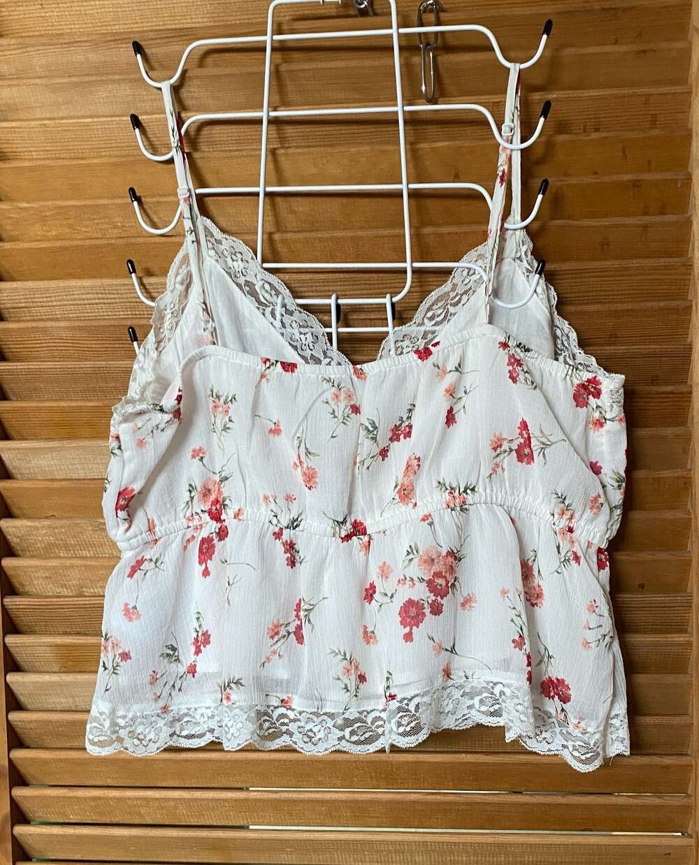 American Eagle Outfitters Medium Floral Babydoll Cami Top with Lace Trim